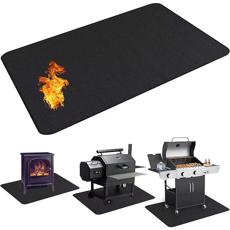 Fireproof Round Fire Pit Mat BBQ Grill & Bonfire Pad with Liquid Silicone Coating Heat Resistant Ember Mat for Deck Patio Grass & Outdoor